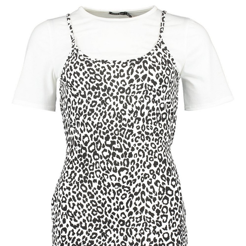 Leopard print 2 in 1 slip dress